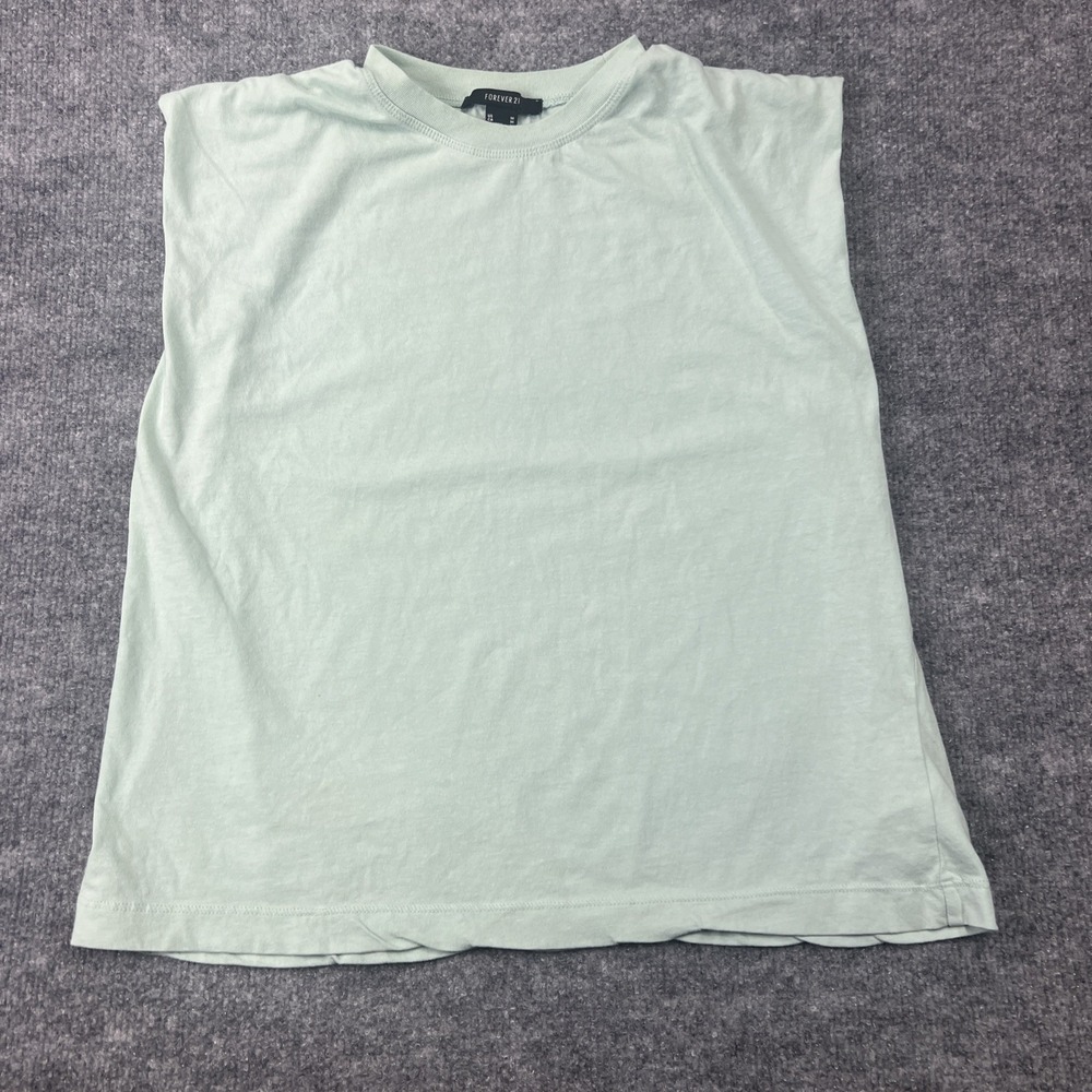Forever 21 Shirt Womens Green Sleeveless Round Neck  T‎ Shirt Size M Medium